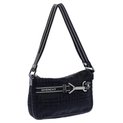 Pre Owned Givenchy Black Monogram Nylon Buckle Clutch Bag