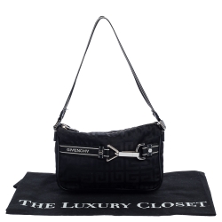 Pre Owned Givenchy Black Monogram Nylon Buckle Clutch Bag