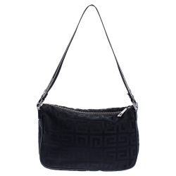 Pre Owned Givenchy Black Monogram Nylon Buckle Clutch Bag