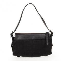 Pre Owned Givenchy Black Monogram Canvas and Leather Shoulder Bag