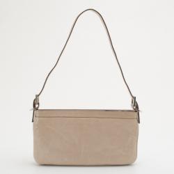 Pre Owned Givenchy Beige Leather Zip Logo Small Shoulder bag