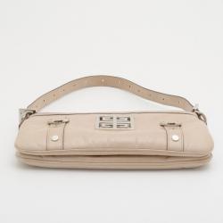 Pre Owned Givenchy Beige Leather Zip Logo Small Shoulder bag