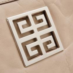 Pre Owned Givenchy Beige Leather Zip Logo Small Shoulder bag
