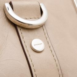 Pre Owned Givenchy Beige Leather Zip Logo Small Shoulder bag