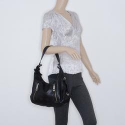 Pre Owned Givenchy Black Monogram Embossed Leather Hobo