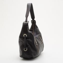 Pre Owned Givenchy Black Monogram Embossed Leather Hobo