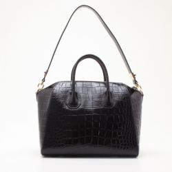 Givenchy Black Croc Embossed Medium Antigona Satchel