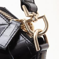 Givenchy Black Croc Embossed Medium Antigona Satchel