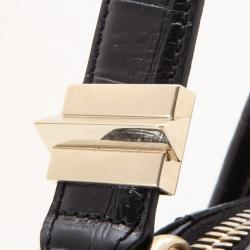 Givenchy Black Croc Embossed Medium Antigona Satchel