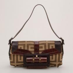 Pre Owned Givenchy Monogram Croc Embossed Small Shoulder Bag