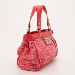 Pre Owned Givenchy Red Monogram Tucked Pleated Tote