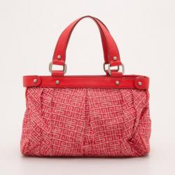 Pre Owned Givenchy Red Monogram Tucked Pleated Tote