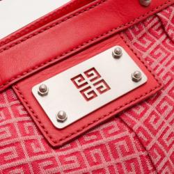 Pre Owned Givenchy Red Monogram Tucked Pleated Tote