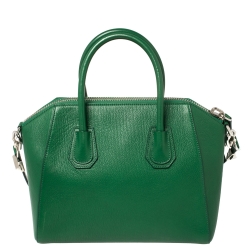 Pre Owned Givenchy Green Leather Small Antigona Satchel