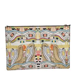 مملوكة مسبقًا حقيبة كلتش جيفنشي جلد لامع مطبوع تنين أيقوني أصفر