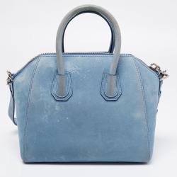 Pre Owned حقيبة ساتشل جيفنشي ميني أنتيغونا جلد نوبوك أزرق فاتح