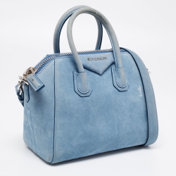 Pre Owned حقيبة ساتشل جيفنشي ميني أنتيغونا جلد نوبوك أزرق فاتح