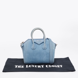 Pre Owned حقيبة ساتشل جيفنشي ميني أنتيغونا جلد نوبوك أزرق فاتح