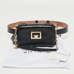 مملوكة مسبقًا Givenchy Black Glossy Leather Belt Mystic Shoulder Bag
