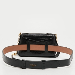 مملوكة مسبقًا Givenchy Black Glossy Leather Belt Mystic Shoulder Bag