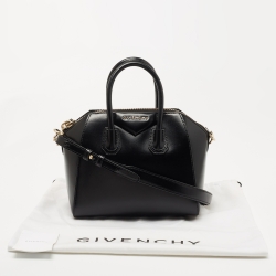 Pre Owned Givenchy Black Glossy Leather Mini Antigona Satchel