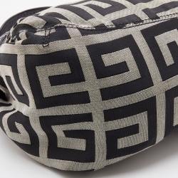 Pre Owned Givenchy Black/Grey Monogram Canvas and Leather Hobo