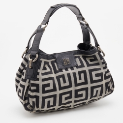 Pre Owned Givenchy Black/Grey Monogram Canvas and Leather Hobo