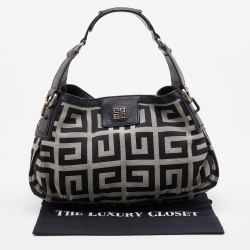 Pre Owned Givenchy Black/Grey Monogram Canvas and Leather Hobo