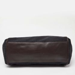 Pre Owned حقيبة يد جيفنشي سحاب مزدوج جلد و كانفاس مونوغرامي بنيه شوكليت 