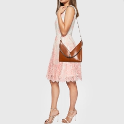 Pre Owned Givenchy Brown Glossy Leather Cut Out Chain Bag