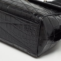مملوكة مسبقًا Givenchy Black Croc Embossed Leather Small ID Flap Top Handle Bag