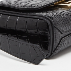 مملوكة مسبقًا Givenchy Black Croc Embossed Leather Mini Eden Top Handle Bag