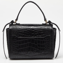 مملوكة مسبقًا Givenchy Black Croc Embossed Leather Mini Eden Top Handle Bag