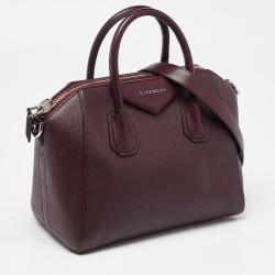 Pre Owned Givenchy Burgundy Leather Small Antigona Satchel