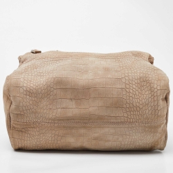 Givenchy Beige Nubuck Croc Embossed Leather Pandora Top Handle Bag