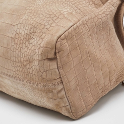 Givenchy Beige Nubuck Croc Embossed Leather Pandora Top Handle Bag