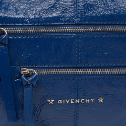 Pre Owned Givenchy Blue Patent Leather Double Zip Hobo