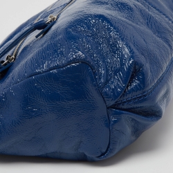 Pre Owned Givenchy Blue Patent Leather Double Zip Hobo