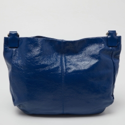 Pre Owned Givenchy Blue Patent Leather Double Zip Hobo