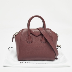 Pre Owned Givenchy Burgundy Leather Small Antigona Satchel