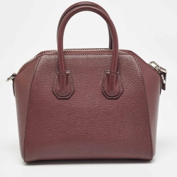 Pre Owned Givenchy Burgundy Leather Small Antigona Satchel