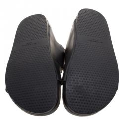 Givenchy Black Leather Buckle Detail Flat Slides Size 39