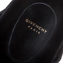 Givenchy Black Leather Buckle Detail Flat Slides Size 39