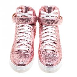 Givenchy Pink Glitter High Top Sneakers Size 41