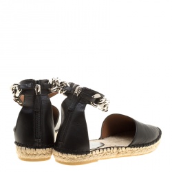 Givenchy Black Leather Chain Detail Espadrilles Size 38