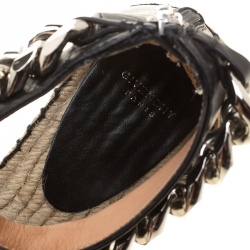 Givenchy Black Leather Chain Detail Espadrilles Size 38