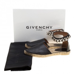 Givenchy Black Leather Chain Detail Espadrilles Size 38