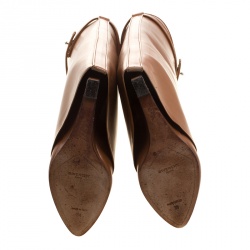 Pre Owned Givenchy Brown Leather Shark Lock Wedge Knee High Riding Boots Size 38