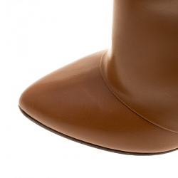 Pre Owned Givenchy Brown Leather Shark Lock Wedge Knee High Riding Boots Size 38