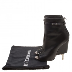 Givenchy Black Leather Screw Heel Peep Toe Booties Size 37